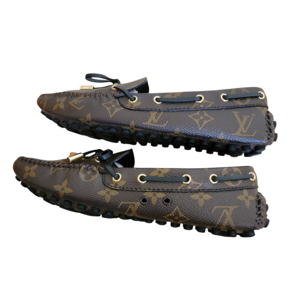 Louis Vuitton Loafers Driver Moccasin Brown Monogram LV Logo Women Tassel 6 36 - Picture 13 of 13
